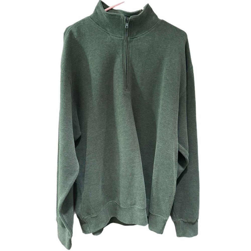 Orvis Mens Large Green 1/4 Zip Pullover Sweater Fly Fishing Embroidery